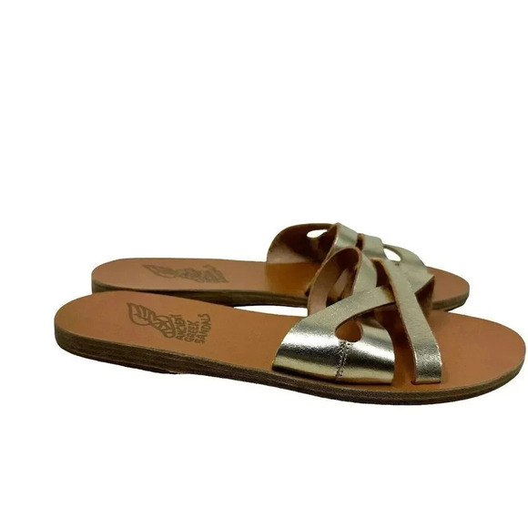 Ancient Greek Sandals Womens Gold apiron Flat Sandal Shoes Size 37 7 - Picture 2 of 8